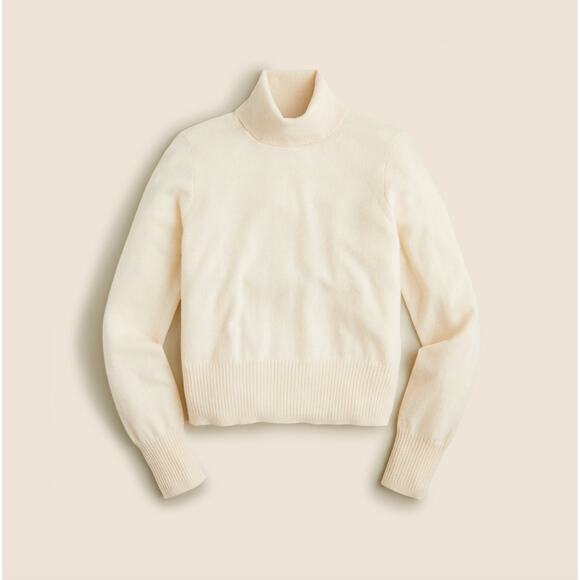 J.Crew Cashmere Shrunken Turtleneck Sweater Classic Cream Ivory Womens XL - Picture 2 of 11